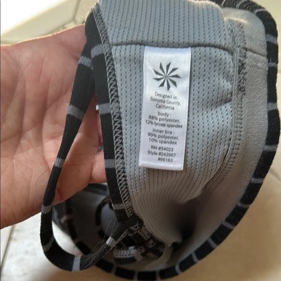 Athleta Black and Gray Striped Sports Bra - Picture 3 of 3